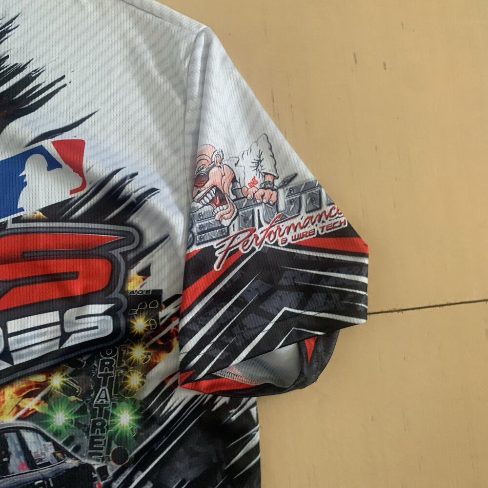 Team Ligas Mayores Mens Sz L Racing Short Sleeve Jersey T-shirt Puerto Rico Flag - Picture 9 of 16